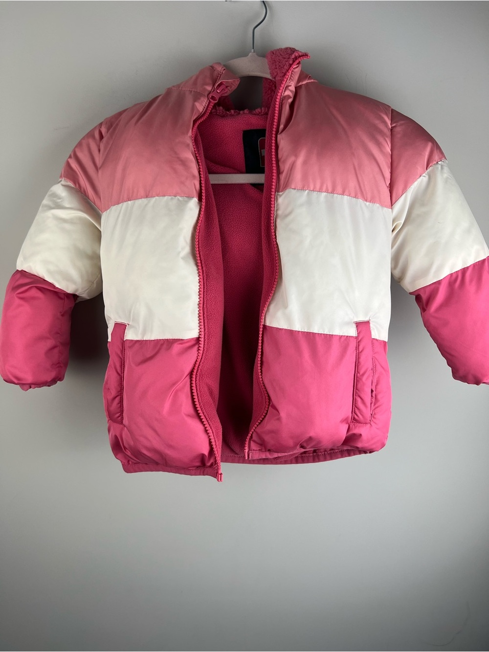 Swiss Tech Kids Pink & White Colorblock Puffer Jacket